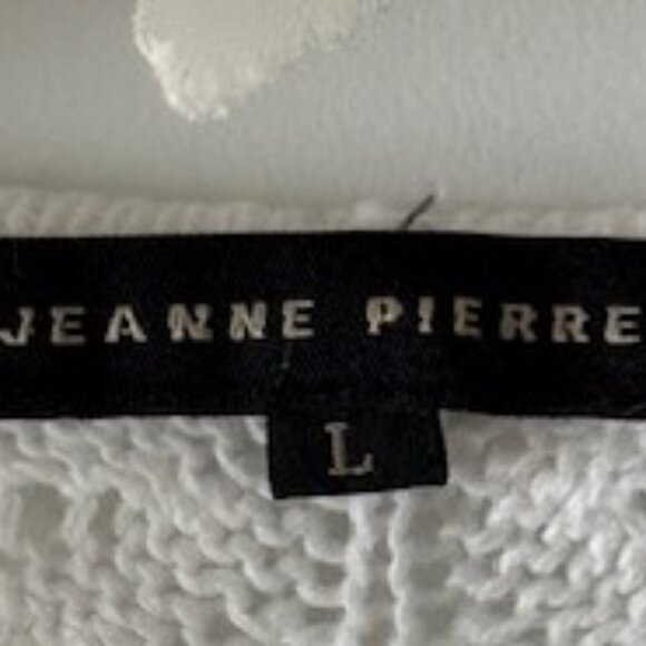 Jeanne Pierre White Cotton Lace Sweater with Scalloped Edges - Picture 4 of 6